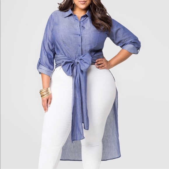 MT&PT Tops - SALE Unique Chambray Hi-Lo Shirt